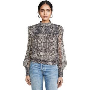 Free People Roma Blouse Women’s Size Small Sheer Patterned Brown